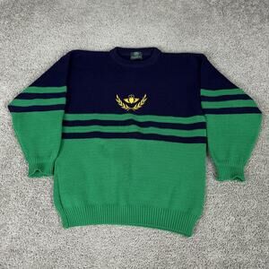 Emerald Isle Sweater Mens Large Green Navy Claddagh Crewneck Pullover Ireland